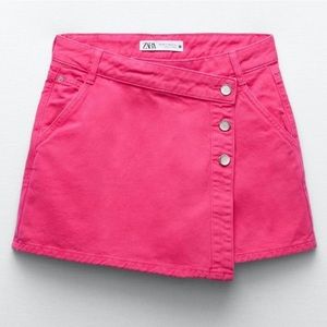Zara Pink Denim Wrap Skort